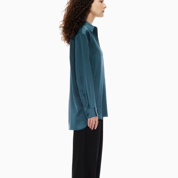 Aritzia Babaton Sable Satin Shirt Button Up Silk XS - Picture 2 of 5